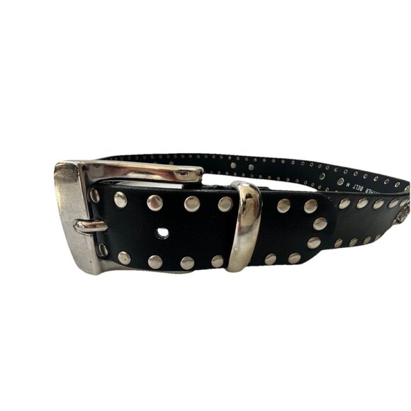 Womens Motorcycle Black Leather~Belt~Studded Cowgirl~Old Stock Genuine Medium - Picture 3 of 7